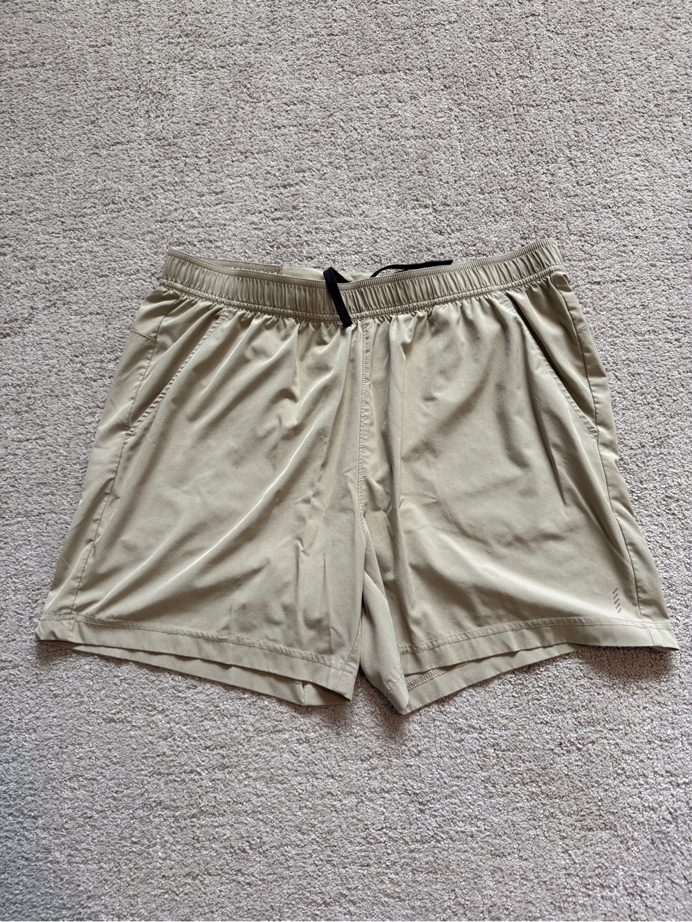 Balance Collection Men's Athletic Shorts - Beige with Black Drawstring